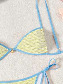 Swim Mod Women's Random Fabric Elegant Triangle Bikini Set 2 Pieces Swimsuit - Light Yellow - View 7