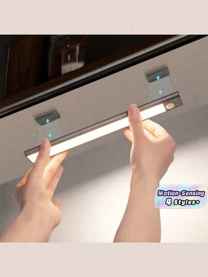 LED Motion Sensor Cabinet Light , Wireless Magnetic USB Charging, Auto Shut Off,  Plastic Lampshade, Suitable For Wardrobe, Pantry, Kitchen, Stairs, Hallway, Shelves, Etc.