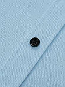 Manfinity Mode Men's Casual Business Contrast Trim Front Button Long Sleeve Shirt, Formal - Baby Blue - View 6