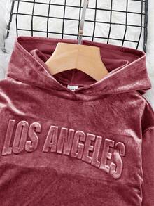 SHEIN 2-teiliges Set für Kleine Mädchen, lässig-elegant, aus Samt, Herbst/Winter, Hoodie-Pullover, locker, mit Drop-Shoulder, Sweatshirt mit 3D-Leggings, Schulanfang-Outfit - Pink - Übersicht 5