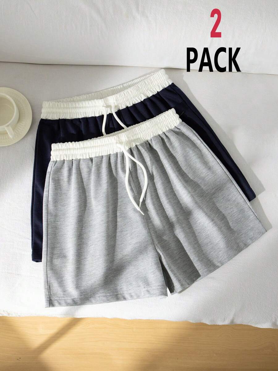 Tween Girls Casual Street Style Minimalist College Colorblock Multi-Color Multi-Piece Shorts Set - Multicolor - View 1