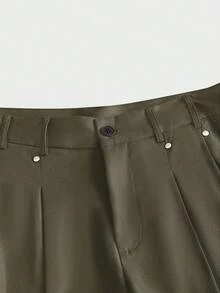 AXEPEAK Men's Casual Versatile Solid Color Straight Leg Pants - Khaki - View 4