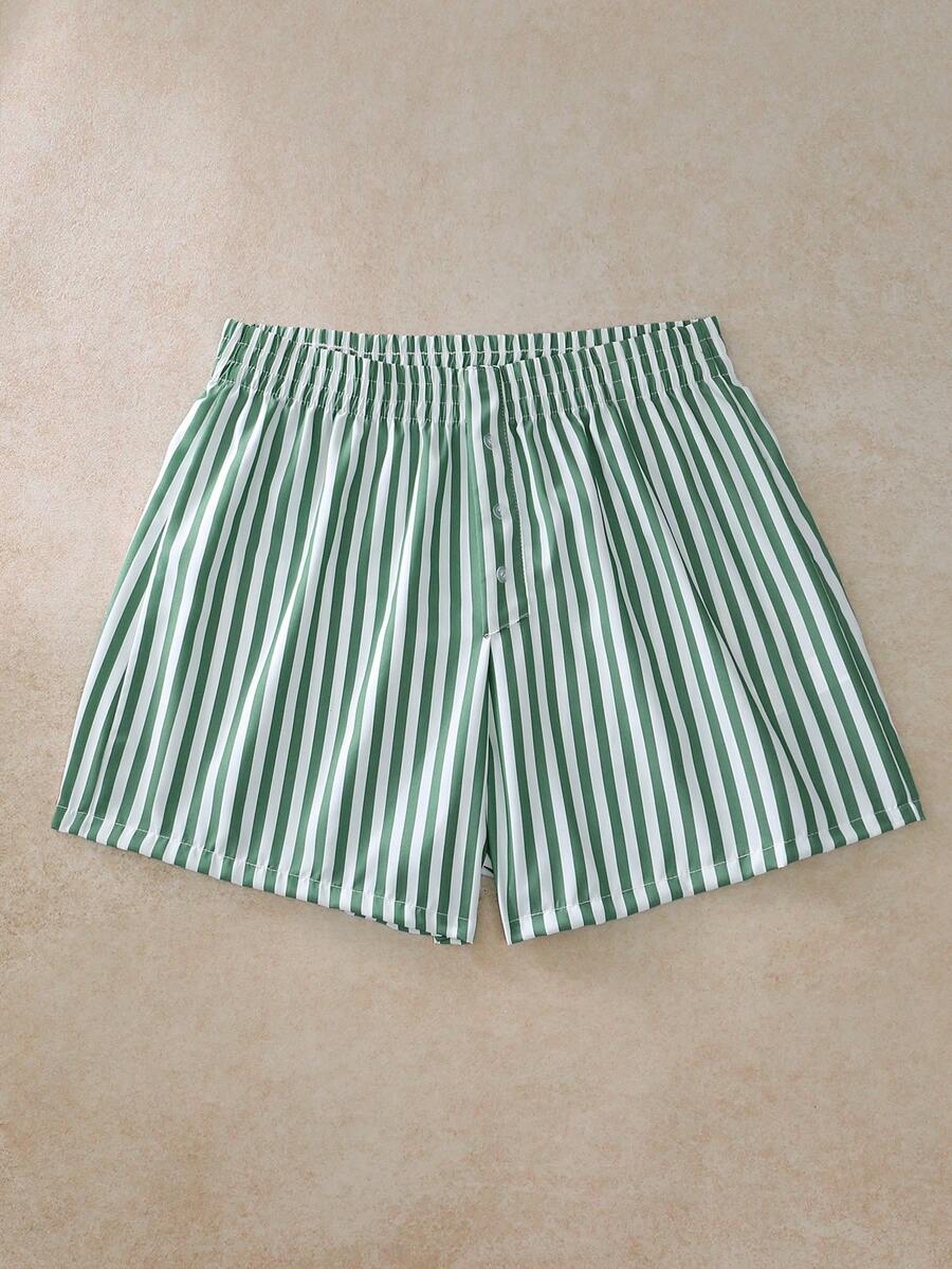 EverLounge Striped Loose Comfortable Casual Romantic Men's Allover Pants - Green - View 1