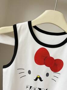 Resyla HELLO KITTY AND FRIENDS | SHEIN 女款經典字母印花修身背心，夏季款 - 白色 - 查看 3