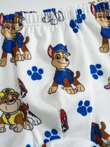 SHEIN | PAW Patrol 小男孩卡通圖案印花拼色背心與短褲套裝 - 白色 - 查看 5