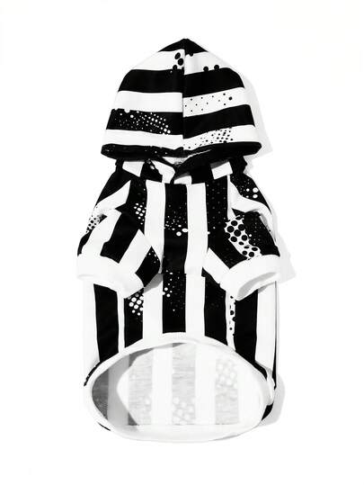Beetlejuice X SHEIN 1 Pc Patterned Printed Pet Hooded Sweatshirt, Cat Clothes, Dog Clothes, Size XXS-XXXXL, Extra Small, Extra Large, Stripes, Logo, Archmage Of The Underworld