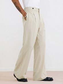 TOKVUE Men's Black Flared Straight Leg Trousers Formal - Apricot - View 3