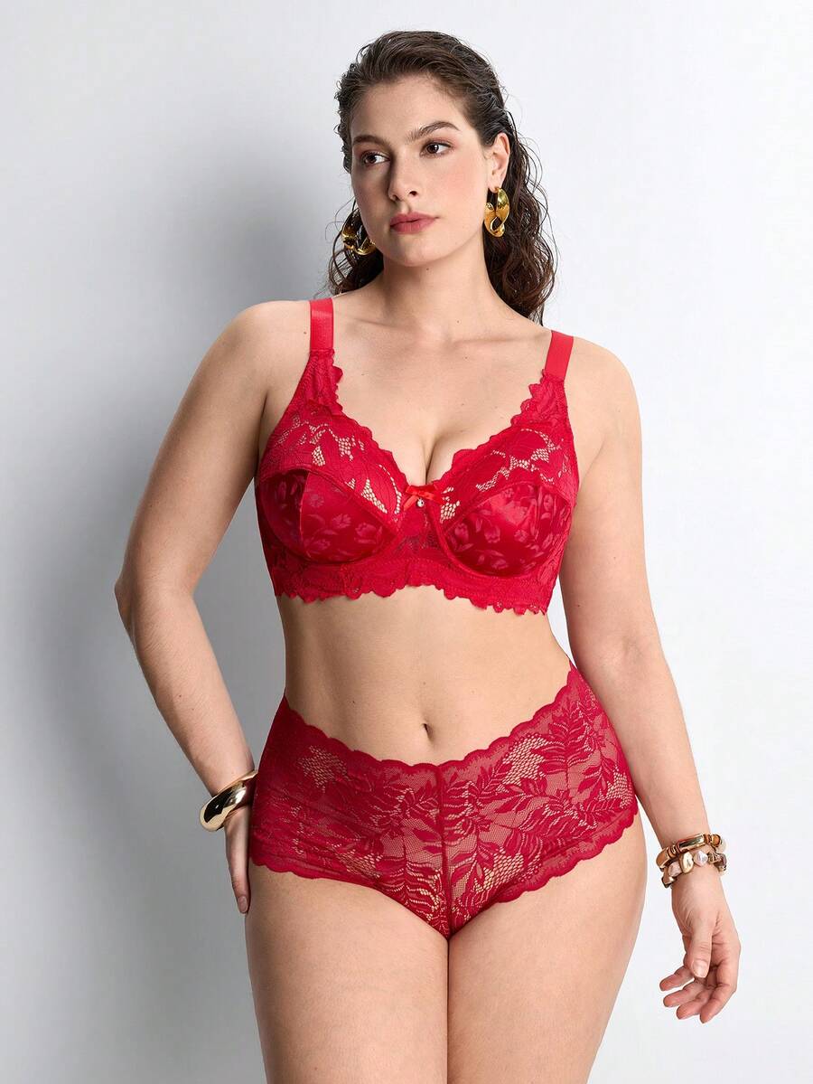 Sujetador con aros y encaje para mujer de talla grande