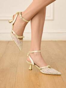 CUCCOO HITCHD Women's Pointed Toe Buckle Design Daily Versatile Fashion High Heels - Champagne - View 6