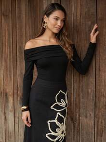 CAJUNI Body de hombro a hombro con manga larga - Negro - Ver 5