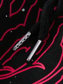 ROMWE MEN Street Life Celana Pendek Kasual Pria Musim Panas Motif Gothic - Hitam - View 7
