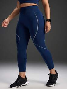 Powerista Women's Plus Size High Waist Seamless Sports Leggings - Navy Blue - View 8