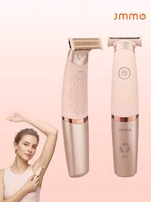 JMMO Electric Body Hair Trimmer For Women, Rechargeable Waterproof Shaver With 2 Replaceable Blades, Portable Bikini Underarm Leg Hair Removal Razor, Gentle Cordless Lady Grooming Tool - Pink - View 1