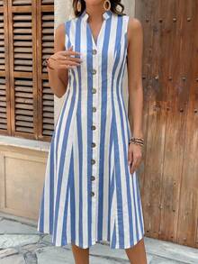 EMERY ROSE Women's Summer Geometric Pattern Print Round Neck Short-Sleeve Dress - Multicolor - View 1