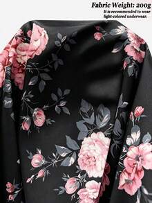 Elenzga 女士加大码优雅印花高弹力面料吊带裹身裙 - 彩色 - 查看 8