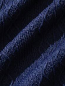 DAZY Camiseta de manga corta de unicolor en tela texturizada azul para hombre para el verano - Azul Marino - Ver 8