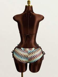 Zestiva 3pcs Women's Bohemian Crochet Swimwear Set, Beach Pool Casual Party Vacation, Spring Summer - Multicolor - View 5