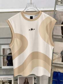 Manfinity Hypemode Camiseta de cuello redondo con bloques de color casual versátil para uso diario, vacaciones para hombres - Caqui - Ver 3