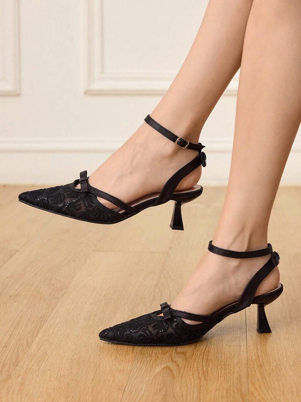 CUCCOO HITCHD Women's Pointed Toe Bow Decor Fashion Elegant High Heels