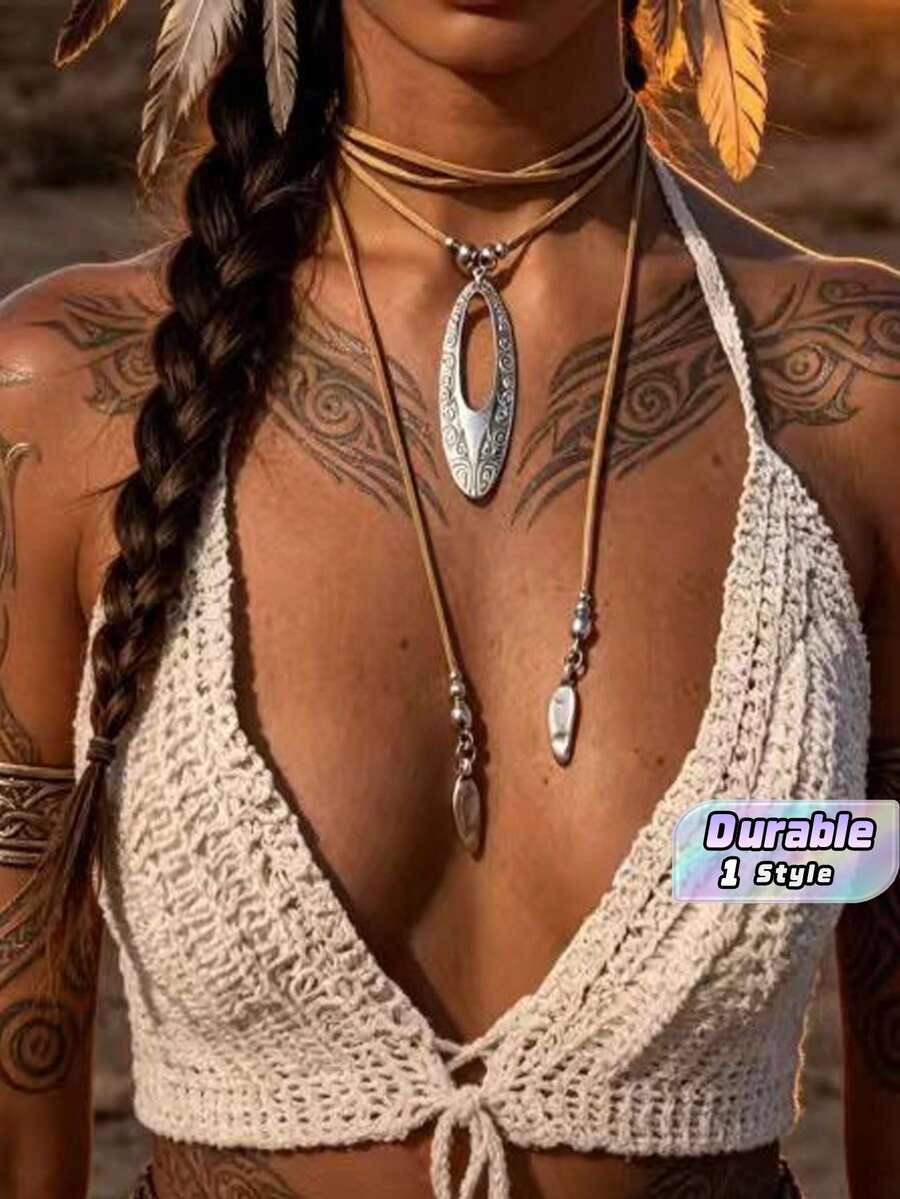 1pc Ladies Clothing Chain, Necklace, Decorative Chain, Wild, Beautiful, With Jewelry, Travel, Party, Fashion, Ornaments, Avant-Garde - Silver - View 1