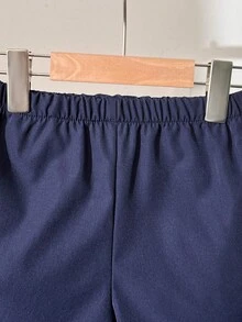 Souflis Souflis 2件組男童幼童套裝，男童套裝，夏季復古條紋紋理短袖 Polo 衫 + 休閒短褲 2 件組，上衣特點為翻領小 V 領設計，華夫格針織紋理條紋面料，復古色調並附帶內建紋理圖案 - 藍色 - 查看 6