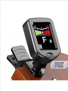 1 PC Clip-On Chromatic Tuner  Rotatable Color Display, For Guitar, Bass, Ukulele, Violin – Portable, Easy To Use, Battery Powered Instrument Accessory - Black - View 1