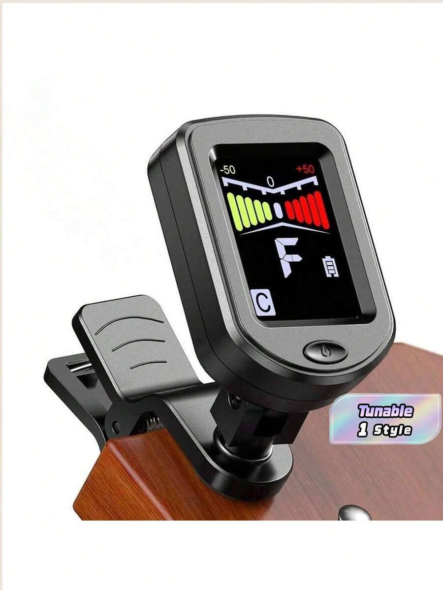 1 PC Clip-On Chromatic Tuner Rotatable Color Display, For Guitar, Bass, Ukulele, Violin – Portable, Easy To Use, Battery Powered Instrument Accessory - Black - View 1