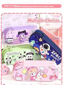 1PC PU Cartoon Double-Layer Pencil Bag,Stationery Pouch/Bag,Makeup Pouch,Pencil Organizer,Zipper Pencil Pouch3D Multifunctional Large Capacity Stationery Box For Teens, Back To School Gift - multicolor - View 4