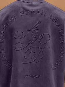 STYNVO 男士夏季休閒字母刺繡T恤 - 紫色 - 查看 5