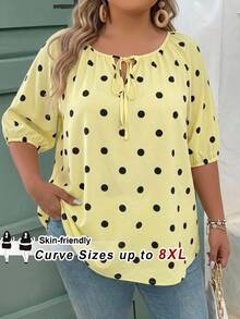 SHEIN CURVE+ 大尺碼休閒 1950年代復古 90年代 1920年代度假風拼色黃色襯衫，2026秋冬 22W - 彩色 - 查看 1