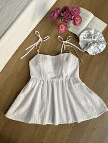 Comfortcana Plus Size White Casual Doll Collar Embroidered Camisole And Tank Top, Summer - White - View 3