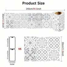 1pc Gray & White Floral Pattern Wall Sticker, Elegant PVC Self-Adhesive Removable Flat Wall Paper, Suitable For Home, Kitchen, Room, Wall Decor - multicolor - View 10