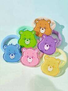 SHEIN X Care Bears 一罐彩色 50 個純色環 + 50 個隨機環 + 6 個配件環，壓克力可愛卡通彈性髮圈髮帶，適合高馬尾、外出與上學 - 彩色 - 查看 3