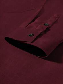 Manfinity Mode Men's Plaid Single-Breasted Business Travel Long Sleeve Shirt - Burgundy - View 5