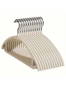 20PCS Plastic Flocking Non Slip Velvet Coated Hangers No Crease Semi Circle Design Space Saving Strong Hold Suit Dress Shirt Coat Skirt Pants White Grey For Closet Dorm Efficient Storage Scratch Proof Rust Proof - Multicolor - View 7