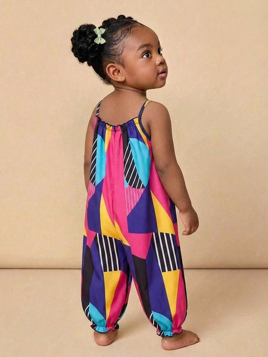 SHEIN Este mono casual y versátil para niña presenta un diseño de diamantes, perfecto para el uso diario, fiestas de cumpleaños, fiestas, actuaciones, bodas, bautizos, ceremonias de apertura, actividades interiores y exteriores, deportes, juegos, fiestas, sesiones de fotos, vacaciones y días festivos. Ideal para primavera y verano. - Multicolor - Ver 1