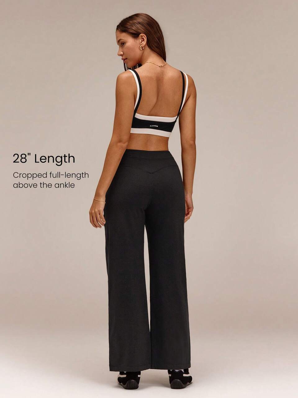 28" CloudKnit GlowEase Wide-Leg Adjustable Drawstring Pants With Yoga Waistband Side Pockets Petite Yoga Pilates Studio Daily Casual Wear
