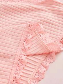 Elorette 7pc Pink Multicolor Lace Patchwork High Elasticity Knitted Texture Comfortable Daily Plus Size Panties - Pink - View 4
