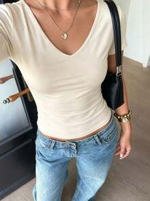 Siren Gaze Kaos Tanpa Lengan Slim Fit Patchwork Renda Terbaru Musim Semi/Panas untuk Wanita, Cocok untuk Kencan, Makan Malam, dan Malam Hari, Warna Putih Elegan. - Aprikot - View 3