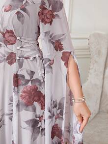 Reflora Vestido elegante de fiesta con estampado floral talla grande - Multicolor - Ver 9