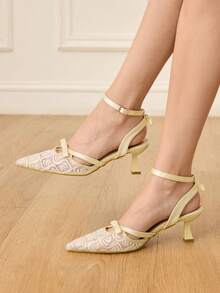 CUCCOO HITCHD Women's Pointed Toe Buckle Design Daily Versatile Fashion High Heels - Champagne - View 2