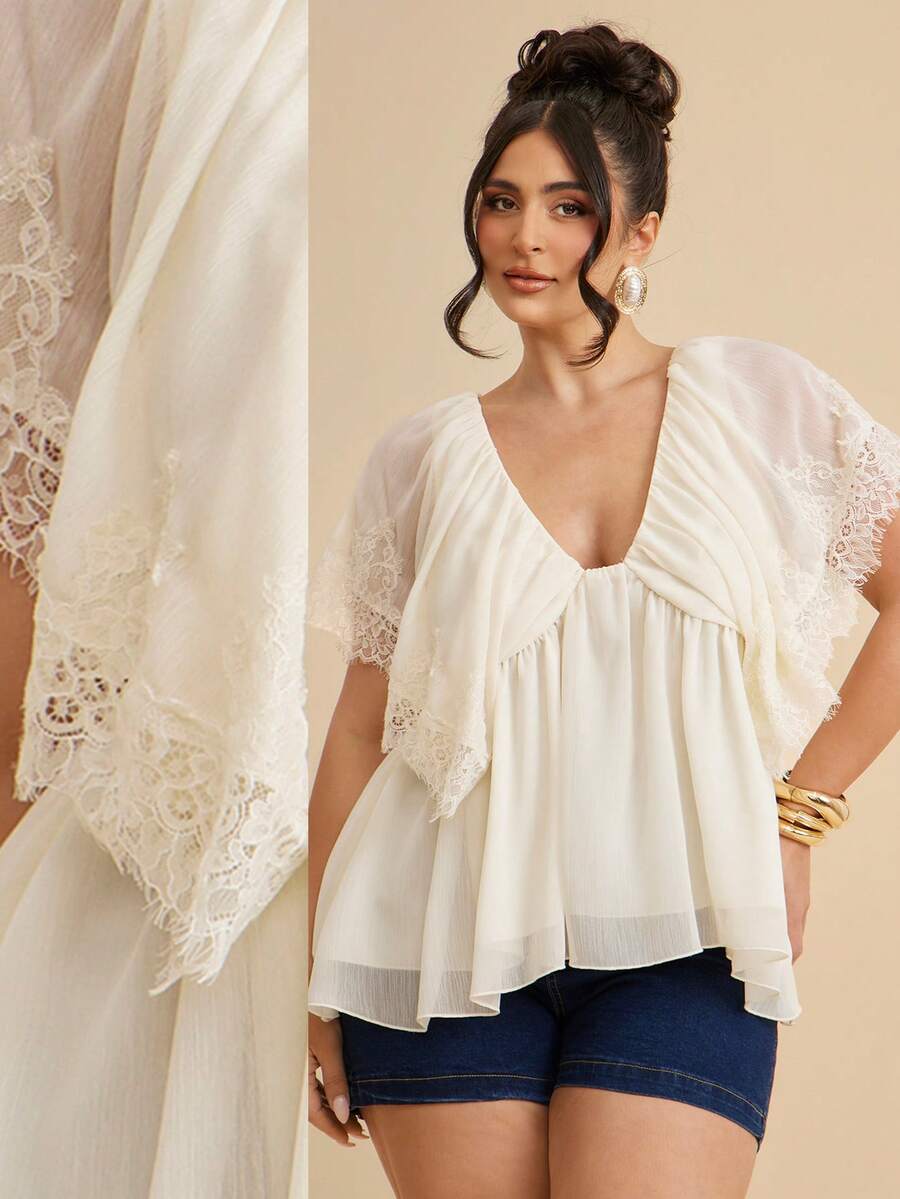 SHEIN BAE CURVE 大码女士复古橙色连衣裙，优雅性感连衣裙