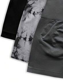SHEIN Velisys Women's Plus Size Casual Versatile Daily Travel Sports Shorts 3pcs Set Gym Pilates Black Black And Gold Summer - Multicolor - View 5