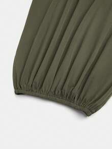 Sweetra Plus Size Women's Casual Traditional Commute Elegant Olive Green Summer Pants Vacation Formal - Khaki - View 3