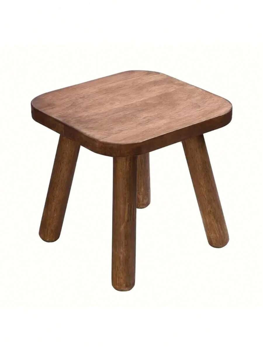 VingeGa 1pc Wooden Medieval Plant Stand, Shoe Bench, Step Stool, 9.41 Inch (24cm) High Planter Table, For Indoor Plants, Modern Accent Table, Flower Pot Riser, Small Round Side/End Table - Multicolor - View 1