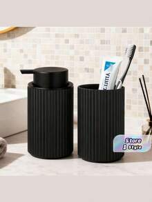 Bình đựng xà phòng tạo bọt kiểu nhà nông thôn, hộp đựng nước rửa tay và nước rửa chén, đồ trang trí nhà cửa, phòng tắm, mùa thu, mùa tựu trường. - Bộ bơm màu đen - Xem 1