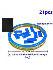 POKOJA LAND 1pc Outdoor Agility Exercise Set Vibrant Dopamine Colors High Flexibility Sports Grid Set Non Deformation Jumping Rings Set Sensory Motor Training Equipment For Backyard Lawn Game - Multicolor - View 7