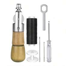 Professional Leather Sewing Awl Set, Fast SewingMachine Tool, Suitable For DIY Handmade Repair, 1 SetWith Needle - This Item Has AB 2 Set Options - A: 1 SetOf Hand Sewing Tool, B: Separate Flat Waxed Thread25m/1 Roll - multicolor - View 11