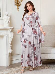 Reflora Vestido elegante de fiesta con estampado floral talla grande - Multicolor - Ver 7