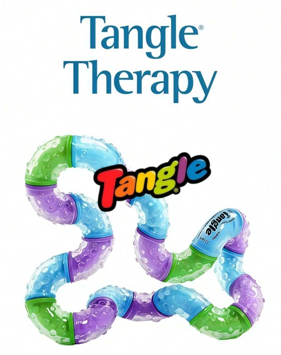 1pc Therapy Style Textured Tangle Loop, Twistable Multi-Color Interlocking Rings With Textured Grip, Portable Hand Activity For Calm Focus, Finger Motion, Stress Relief & Daily Desk Use - Multicolor - View 1